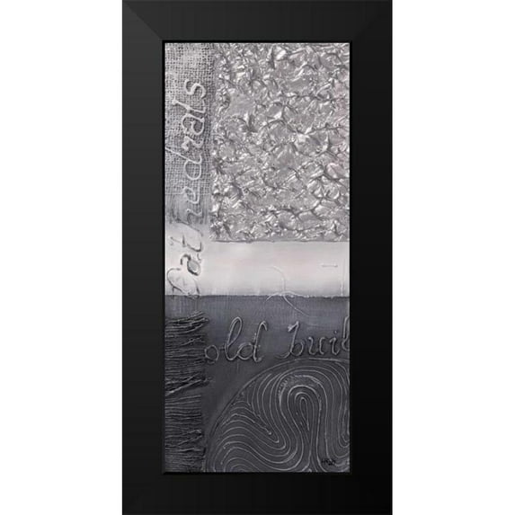 Hedy 13x24 Black Modern Framed Museum Art Print Titled - Silver blocks III