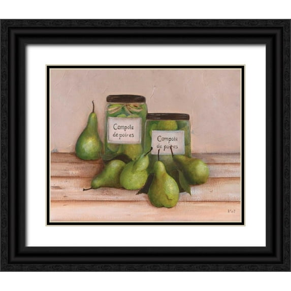 Hedy 14x12 Black Ornate Wood Framed with Double Matting Museum Art Print Titled - Pears