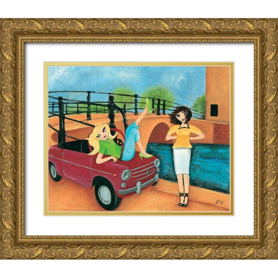 Hedy 14x12 Gold Ornate Wood Framed with Double Matting Museum Art Print Titled - Scooter fun IV
