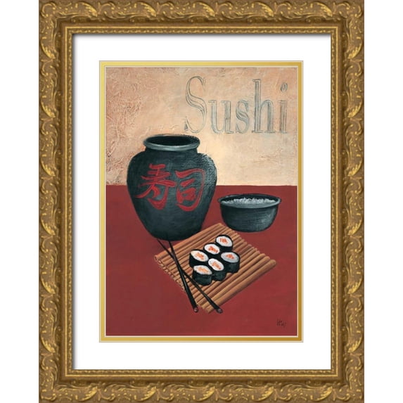 Hedy 18x24 Gold Ornate Wood Framed with Double Matting Museum Art Print Titled - Sushi