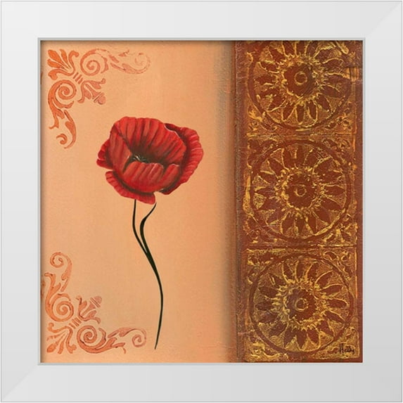 Hedy 26x26 White Modern Wood Framed Museum Art Print Titled - Flower with border V