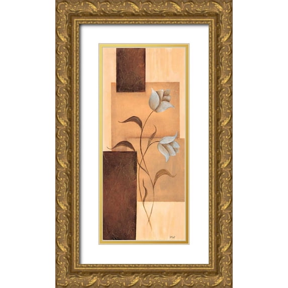 Hedy 8x14 Gold Ornate Wood Framed with Double Matting Museum Art Print Titled - Tulips on blocks I