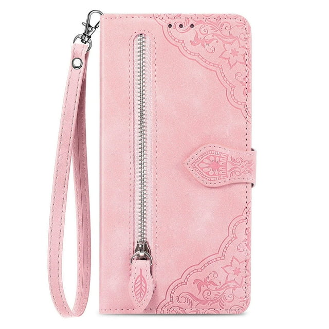 Hee Hee Smile Phone Case for Lively Jitterbug Smart4 Zipper Leather Wallet Shell Zipper Wallet Flip Case Phone Cover Wrist Strap