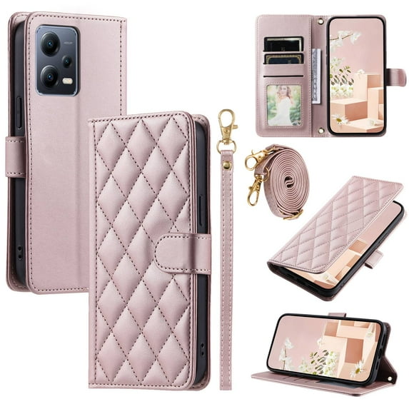 Hee Hee Smile Phone Case for VIVO Y77E 5G with Long Rope Luxury Phone Back Cover with Diamond Pattern Leather Case