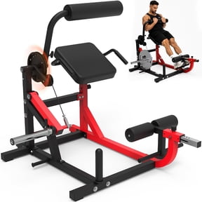 HeeH AB Crunch Back Extension Machine: AB Workout Core Machine Upper Body Strength Training 2-in-1 Core Trainer Lower Back Home Gym Equipment Plate Loaded Training with Cable System Red