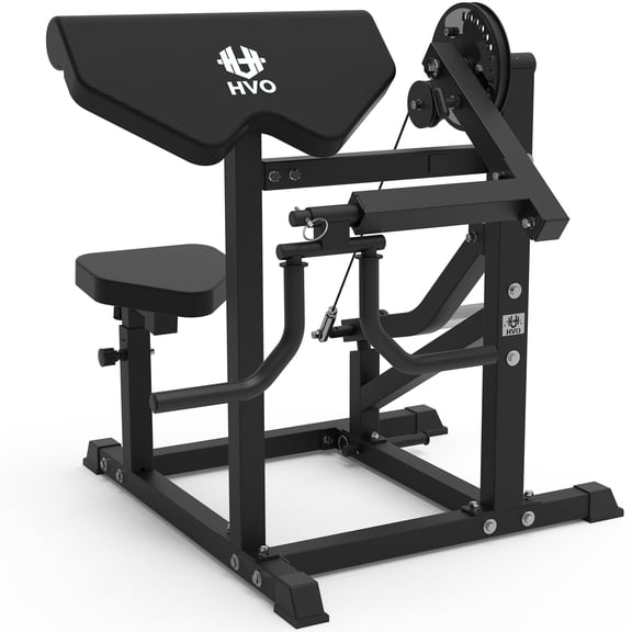 HeeH Preacher Curl Bench & Bicep Curl Machine, Adjustable Arm Equipment | Adjustable Design Comfortable Arm Support Durable Steel Frame Smooth Curl Motion Home Gym Strength Equipment Black