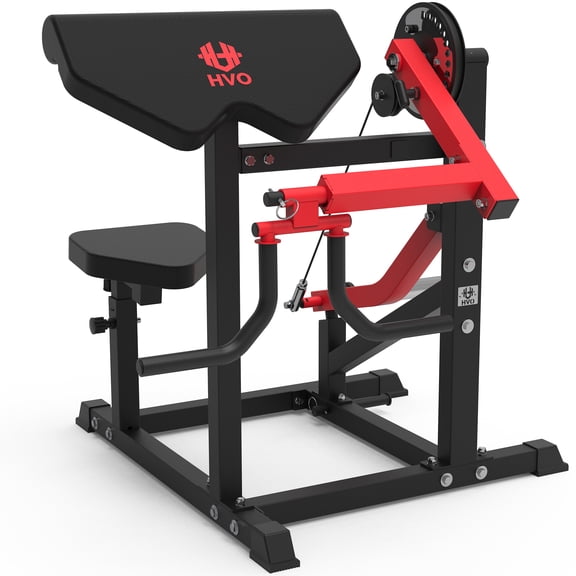 HeeH Preacher Curl Bench & Bicep Curl Machine, Adjustable Arm Equipment | Adjustable Design Comfortable Arm Support Durable Steel Frame Smooth Curl Motion Home Gym Strength Equipment Red