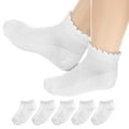 thumbnail image 1 of HeeHom 5 Pack Girls White Dress Scallop Socks for Toddlers and Kids - Cute Cotton, 1 of 8