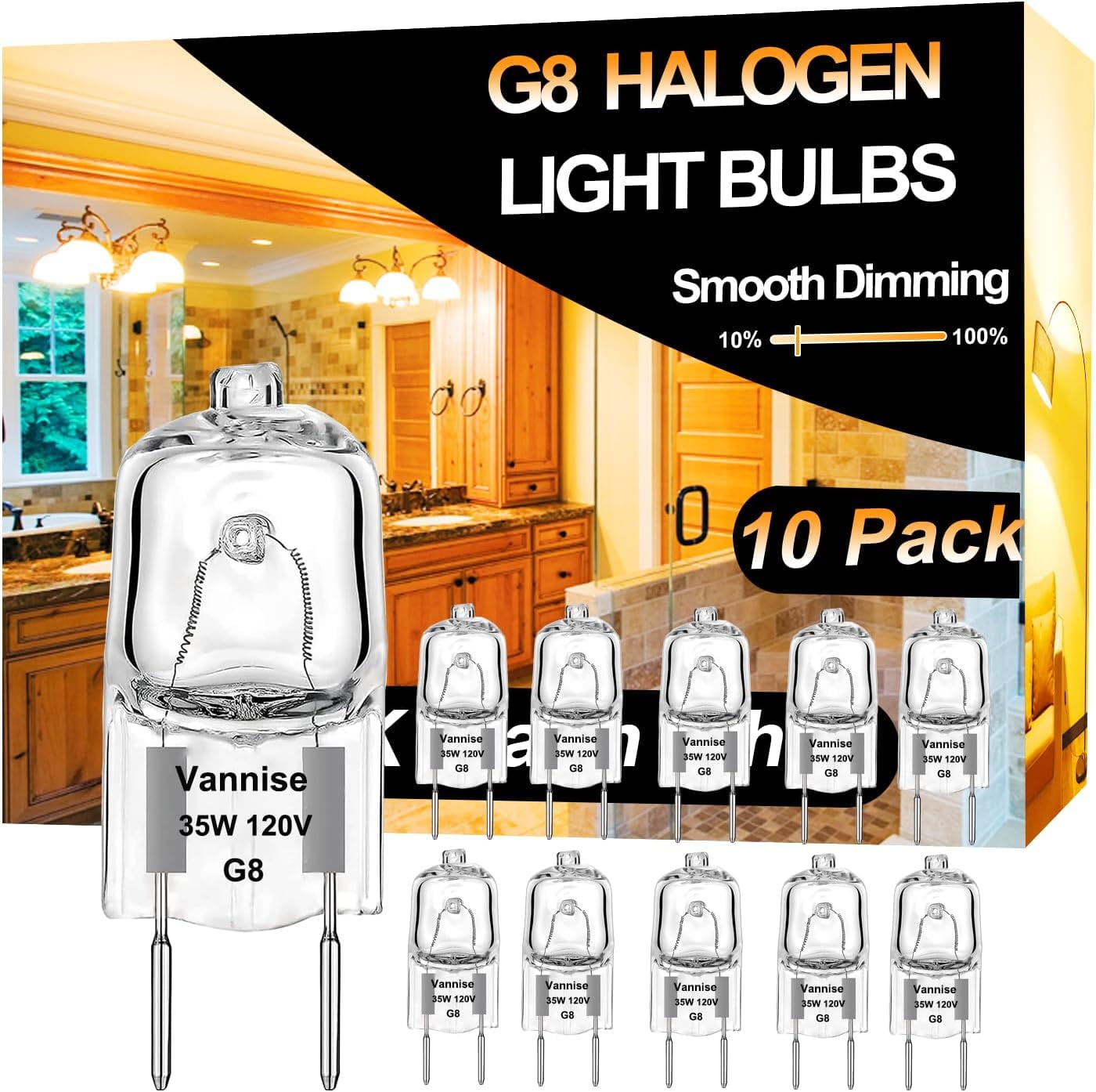 HeeHom Halogen 10 Watt 12 Volt Light Bulbs 2 Pin G4 Base10 Pack Long