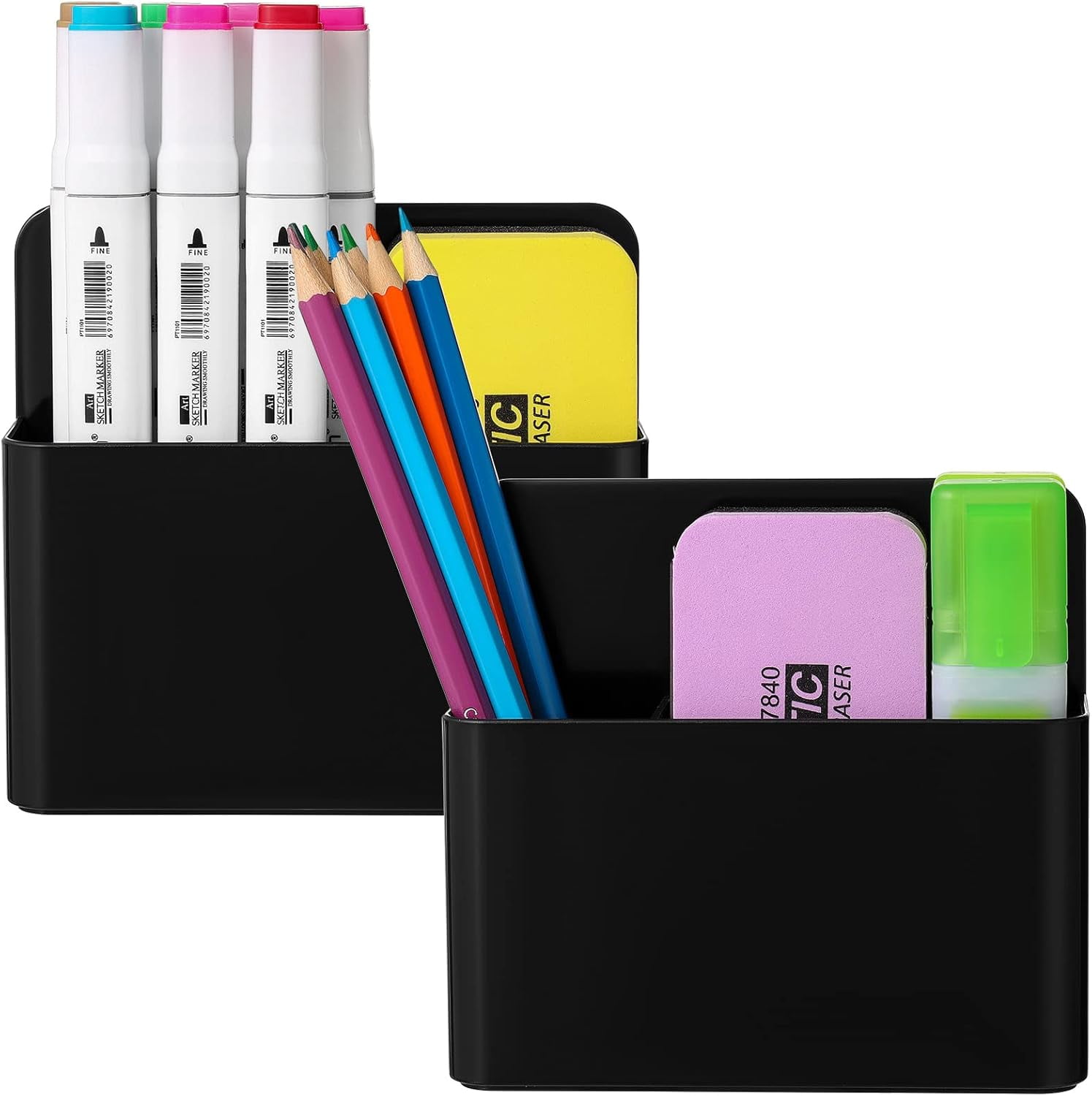 2 Pack Magnetic Dry Erase Marker Holder, Pen And Pencil Holder For Fridge - View #8