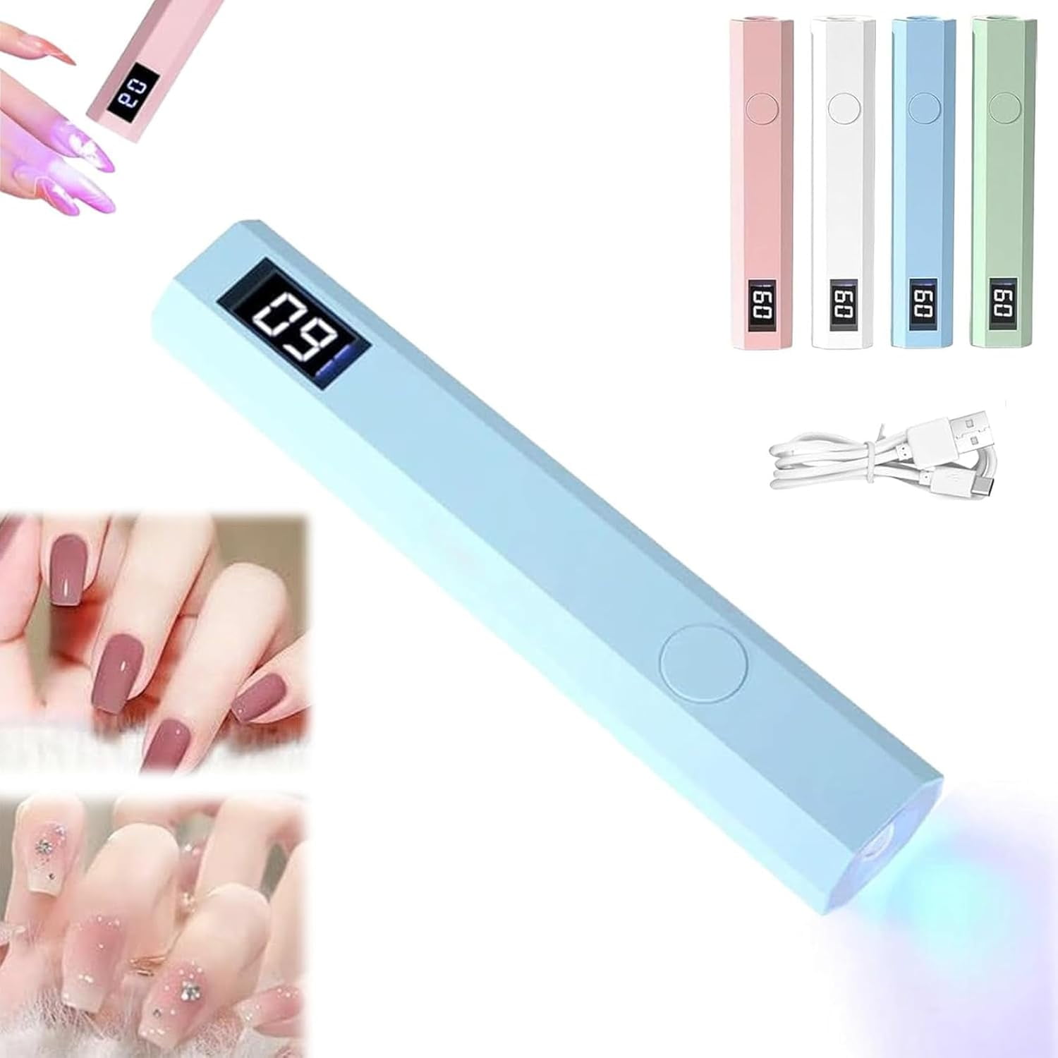 HeeHom Portable UV Nail Lamp for Gel Polish - Mini Rechargeable LED Light with Timer, Travel-Friendly Curing Light for Nail Stickers & Art