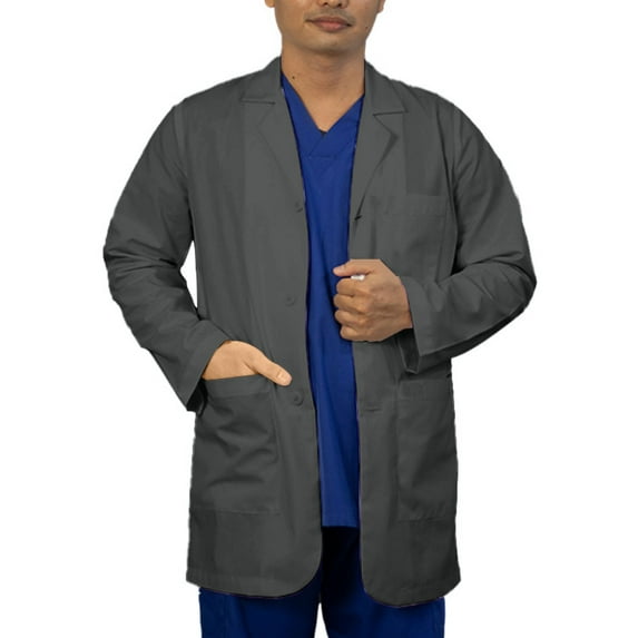 Panda Uniform by HeedFit Men's 31" Lab Coat Custom Fit, XS, Charcoal
