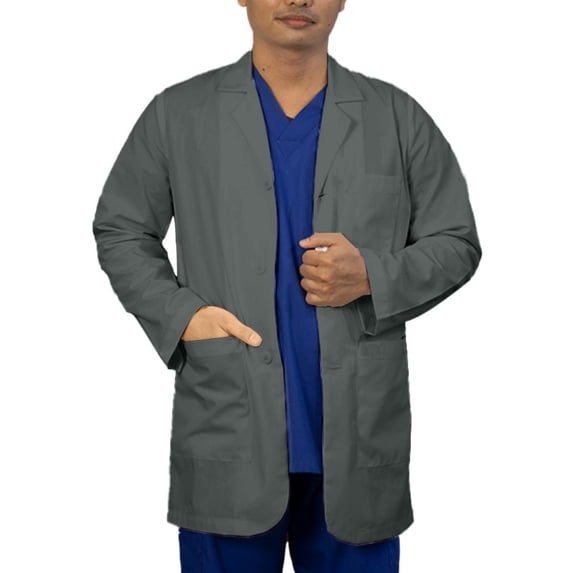 Panda Uniform by HeedFit Men's 31" Lab Coat Custom Fit, S, Grey