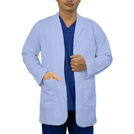 HeedFit by Panda Uniform Men's 31" Lab Coat Custom Fit, XXS, Sky Blue