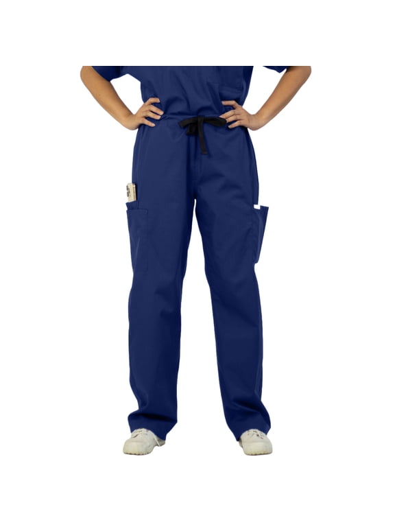 Long-Lasting, Workwear, Unisex Scrub Pants, m, Navy Blue