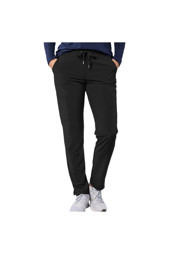 Unisex Cargo Scrub Pants, Drawstring Waist, 4 Pockets, Black, xl