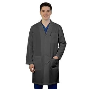 HeedFit Unisex Lab Coat, Long Sleeve Poly Cotton, 37", l, Charcoal