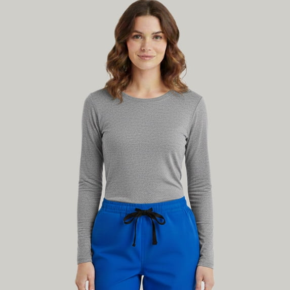 HeedFit Women's Long Sleeve Underscrub Tee, l, Heather Gray