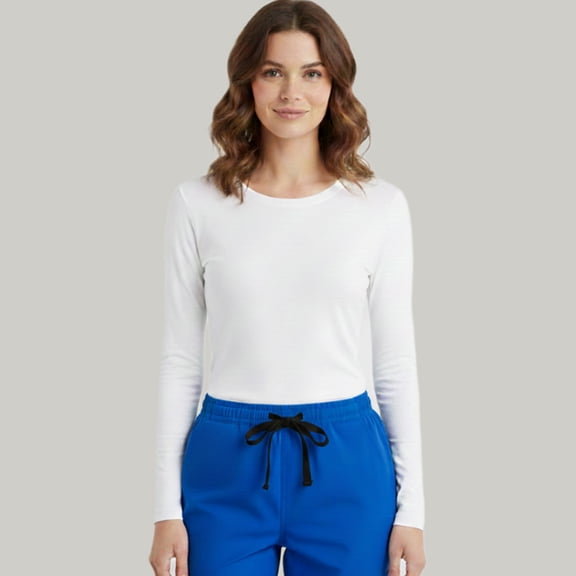 HeedFit Women's Long Sleeve Underscrub Tee, l, White