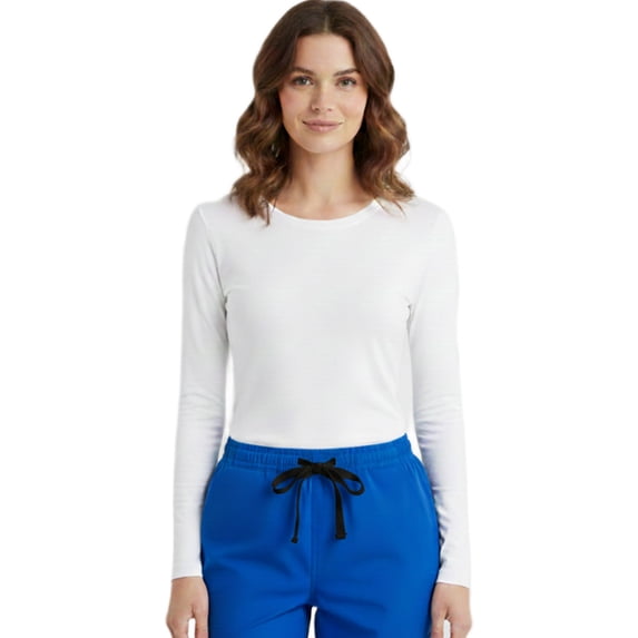 HeedFit Women’s Long Sleeve Underscrub Tee, Soft Stretch Breathable 3-Pack, xl, White