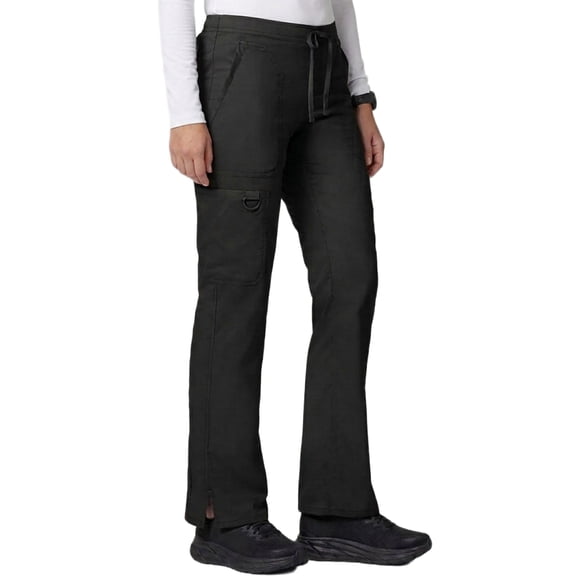 HeedFit Women’s Scrub Pants, Flare Drawstring, 31" Inseam, Cargo Pockets, Black, L