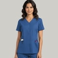 thumbnail image 1 of HeedFit Women’s Snap Front Scrub Top, V-Neck, 3 Pockets, Short Sleeve, xl, Royal, 1 of 7
