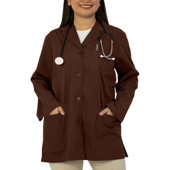 Panda Uniform by HeedFit Women’s 32" Colored Lab Coat – Custom Fit Medical Lab Coat, Multi-Color 8XL Chocolate