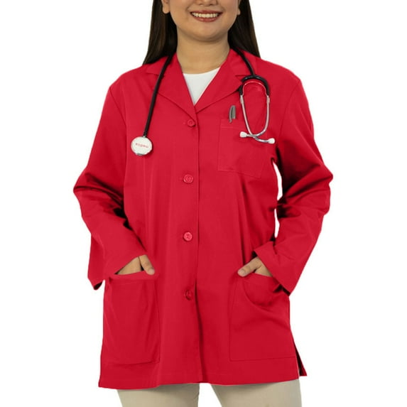 Panda Uniform by HeedFit Women’s 32" Colored Lab Coat – Custom Fit Medical Lab Coat, Multi-Color 3XL Red