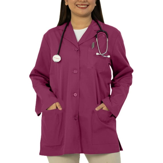 Panda Uniform by HeedFit Women’s 32" Colored Lab Coat – Custom Fit Medical Lab Coat, Multi-Color 10XL Wine