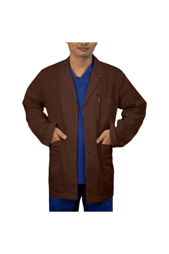 Panda Uniform by HeedFit Men's Lab Coat, 3 Pockets, Button Front, 31", XXL, Chocolate