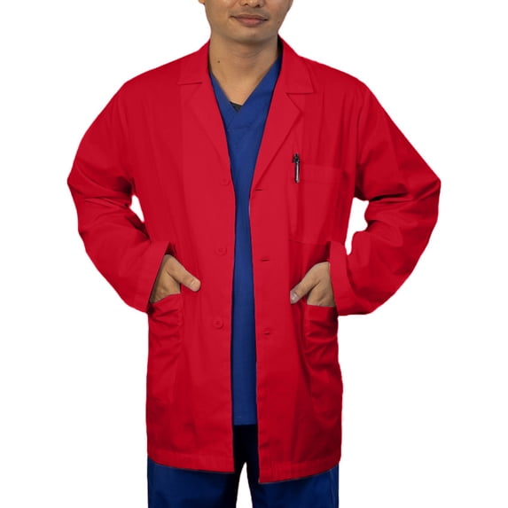 Panda Uniform by HeedFit Men's Lab Coat, 3 Pockets, Button Front, 31", 11XL, Red.