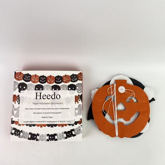 Heedo Paper Halloween decorations,6Pcs Precious Halloween Paper Chain Garland Decoration Prop Pumpkin Bat Ghost Spider Skull Shape