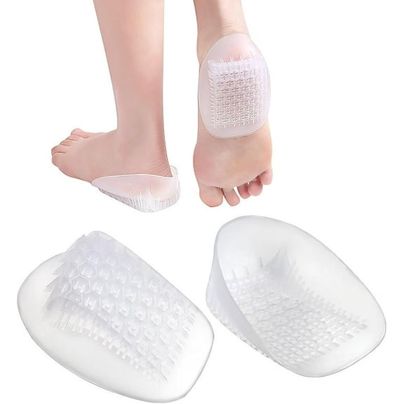 Heel Cups,Heavy Duty Heel Cups,1 Pair,Heel Cups for Heel Pain,ForPlantar Fasciitis,Heel Pain, Bone Spur Pain and Achilles Tendon Treatment and Shock Absorption SupportTransparent