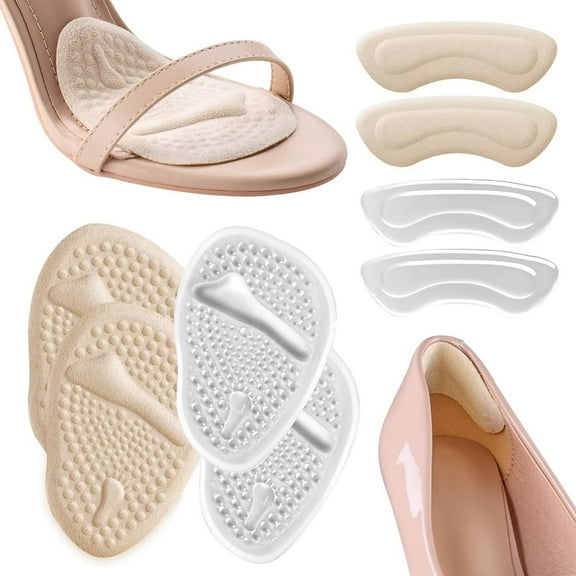 Heel Cushion Inserts, Heel Grips for Women, Nonslip Self-Adhesive Silicone Shoe Insoles, Pads, Liners and Protectors for Shoes or High Heels Too Big, Preventing Foot Blister and Pain (Type1)