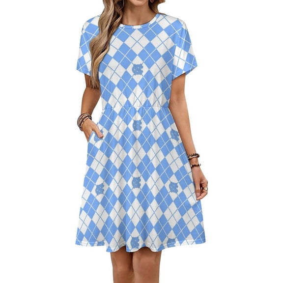 Heel Glitter Argyle Women's Dress Short Sleeve Summer Sundress Summer Women Clothes