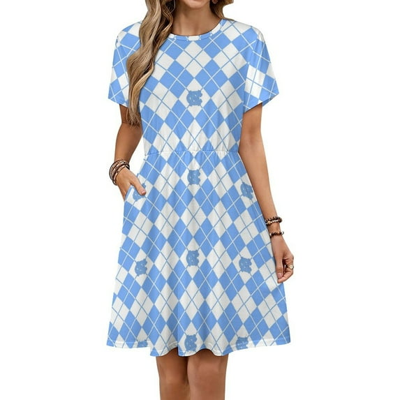 Heel Glitter Argyle Women's Dress Short Sleeve Summer Sundress Summer Women Clothes