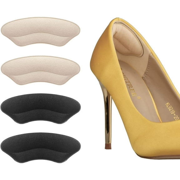 Heel Grips Liner, Cushions Heel Pads Insert Prevent Too Big, Slipping, Blisters, Filler for Loose Shoe Fit (New (Pale Apricot Black))