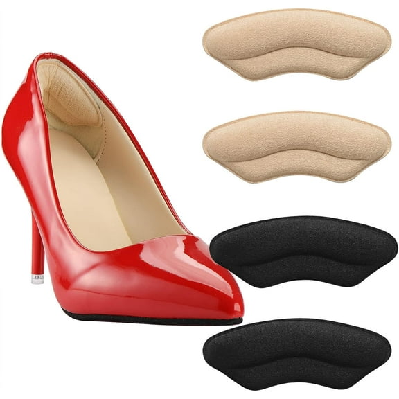 Heel Grips Liner Cushions Inserts, Heel Pads for Women Man Shoes That are Too Big, Self-Adhesive Heel Protectors Cushions for Loose Shoes, Prevent Slipping and Blister (4 Pairs)