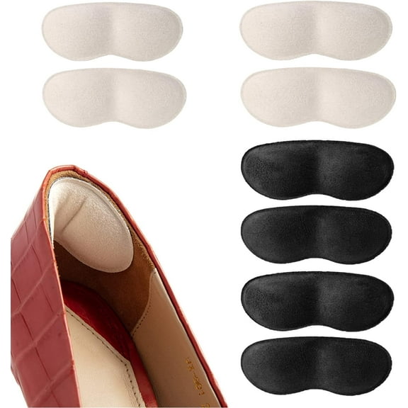 Heel Grips Liner Cushions Inserts for Loose Shoes, Extra Soft Heel Pads Self-Adhesive Heel Cushion Inserts Prevent Heel Slipping, Blisters, Foot Pain, Super Comfort Microsuede Heel Grips (4 Pairs)