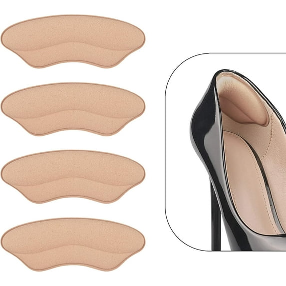 Heel Grips Liner Cushions Inserts for Loose Shoes, Heel Pads Snugs for Shoe Too Big Men Women, Filler Improved Shoe Fit and Comfort, Stop Heel Slip and Blister (4 Pairs) (H Pale Apricot)
