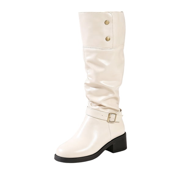 Heel Knee High Riding Boots Solid High Top Footwear Fashionable Autumn Winter Women's