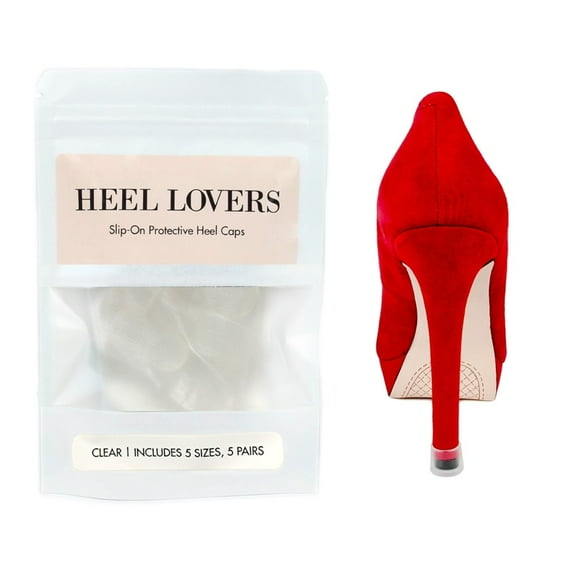 Heel Lovers Protective Heel Caps by FootFitter - High Heel Tip Covers for Women! (CLEAR)