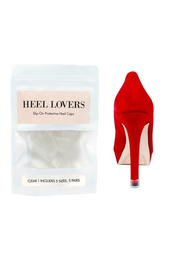 Heel Lovers Protective Heel Caps by FootFitter - High Heel Tip Covers for Women! (CLEAR)