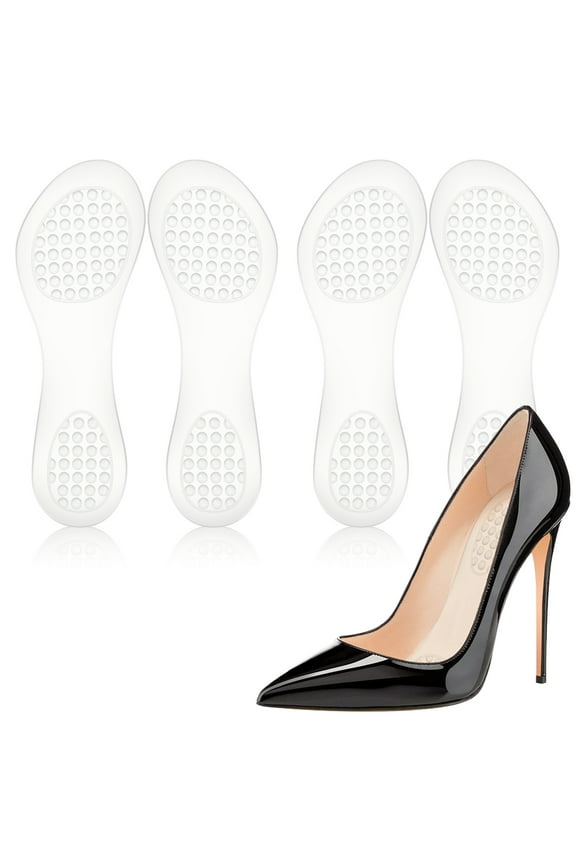 Heel Massaging Gel Insoles for Women, Pinkiou 3/4 Length Arch Support Anti-slip Massaging Metatarsal Cushion Orthopedic Insoles High Heels Sandals Non-slip Shoe Mats Flat Foot Pads(2 Pairs)