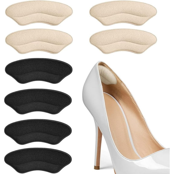 Heel Pads for Shoes That are Too Big 4 Pairs of Heel Grips Liner Cushions Inserts for Loose Shoes Women Men Heel Cushions for Heel Pain Relief, Prevent Painful Blisters (Pale Apricot+Black)