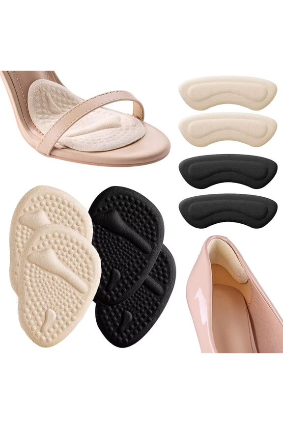 Heel Pads for Shoes That are Too Big, Soft High Heel Grips for Loose Shoes, Blisters, Heel Pain, Heel Inserts for Womens, Mens, Heel Liners (RosyBrown-Black4Pairs)