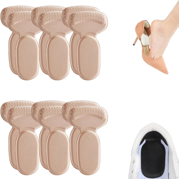 Heel Pads for Loose Shoes, 6 Pairs Anti-Slip Heel Grips, Soft Cushion Inserts to Prevent Blisters & Heel Pain for Women & Men