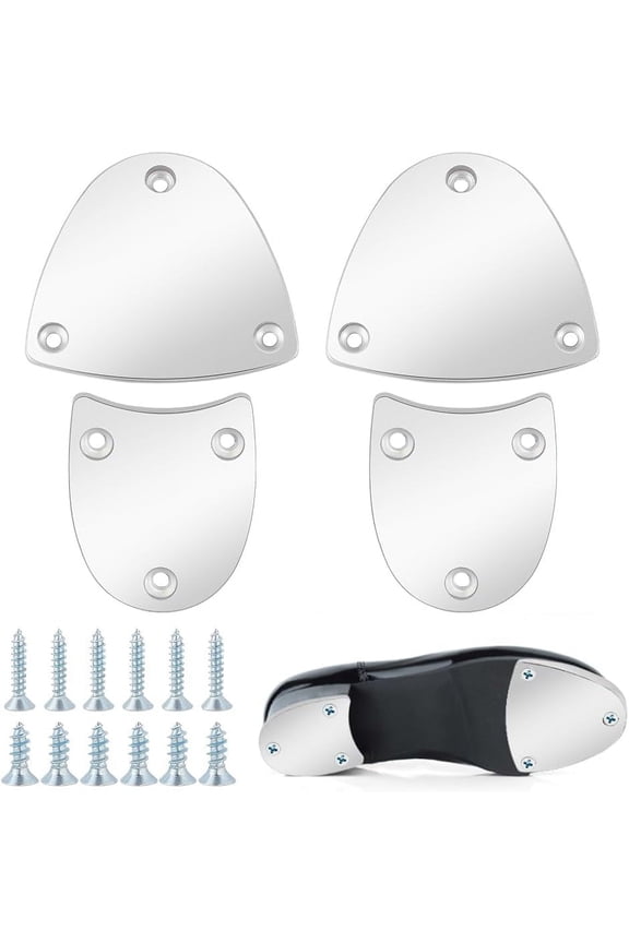 Heel Plates Shoe Heel Repair Pads Heel Replacement Plates with Screw Nails Boot Heel Repair Kit Shoe Heel Plate Taps for Boots and Shoes Silver