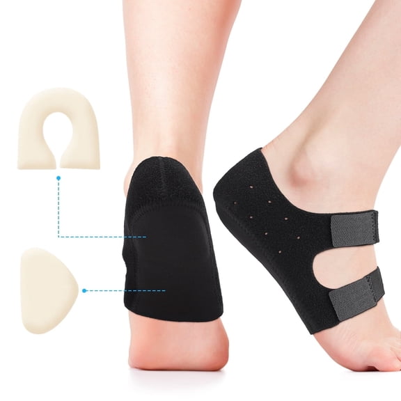 Heel Protector Cups, 1Pairs Heel Arch Support Pads for Plantar Fasciitis, Heel Support Cushion, Shockproof Adjustable Heel Protectors for Men & Women, L