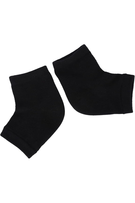 Heel Socks for Dry Cracked Feet, 1 Pair Polyester Cotton Comfort Intensive Hydration Treatment Vented Moisturizing Socks Natural Hypo Allergenic Vitamin E Mineral Oil Gel Heel Socks Foot Care(Black)
